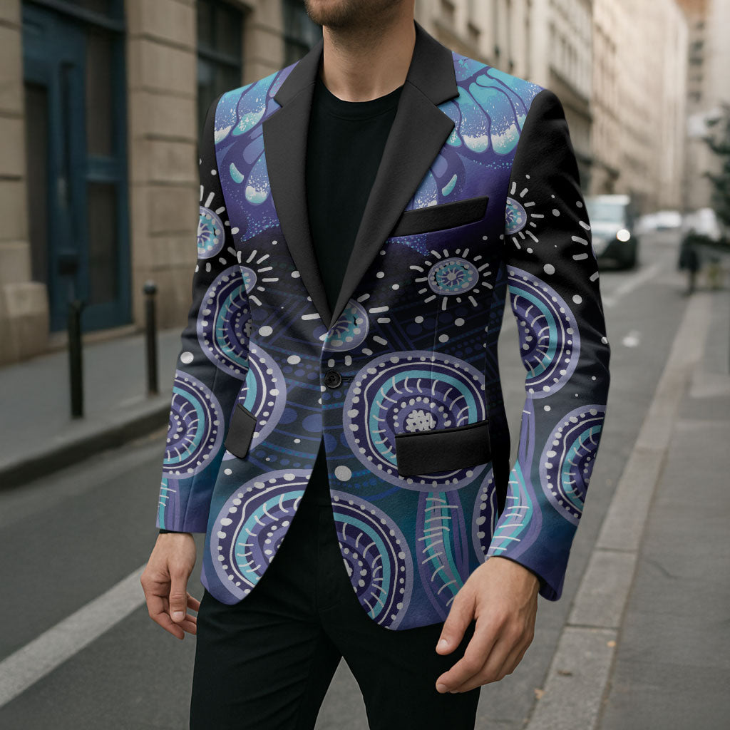 Dreamy Butterfly Collar Australia Purple Teal Hopeful Sky Blazer Indigenous Aboriginal Art