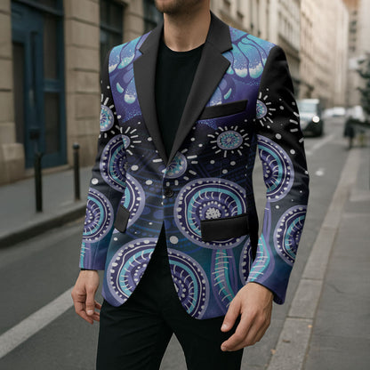 Dreamy Butterfly Collar Australia Purple Teal Hopeful Sky Blazer Indigenous Aboriginal Art