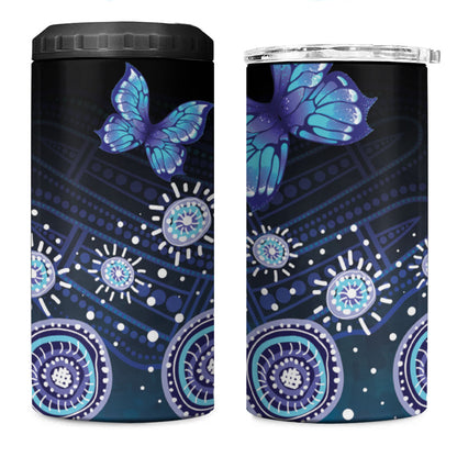 Dreamy Butterfly Collar Australia Purple Teal Hopeful Sky 4 in 1 Can Cooler Tumbler Indigenous Aboriginal Art
