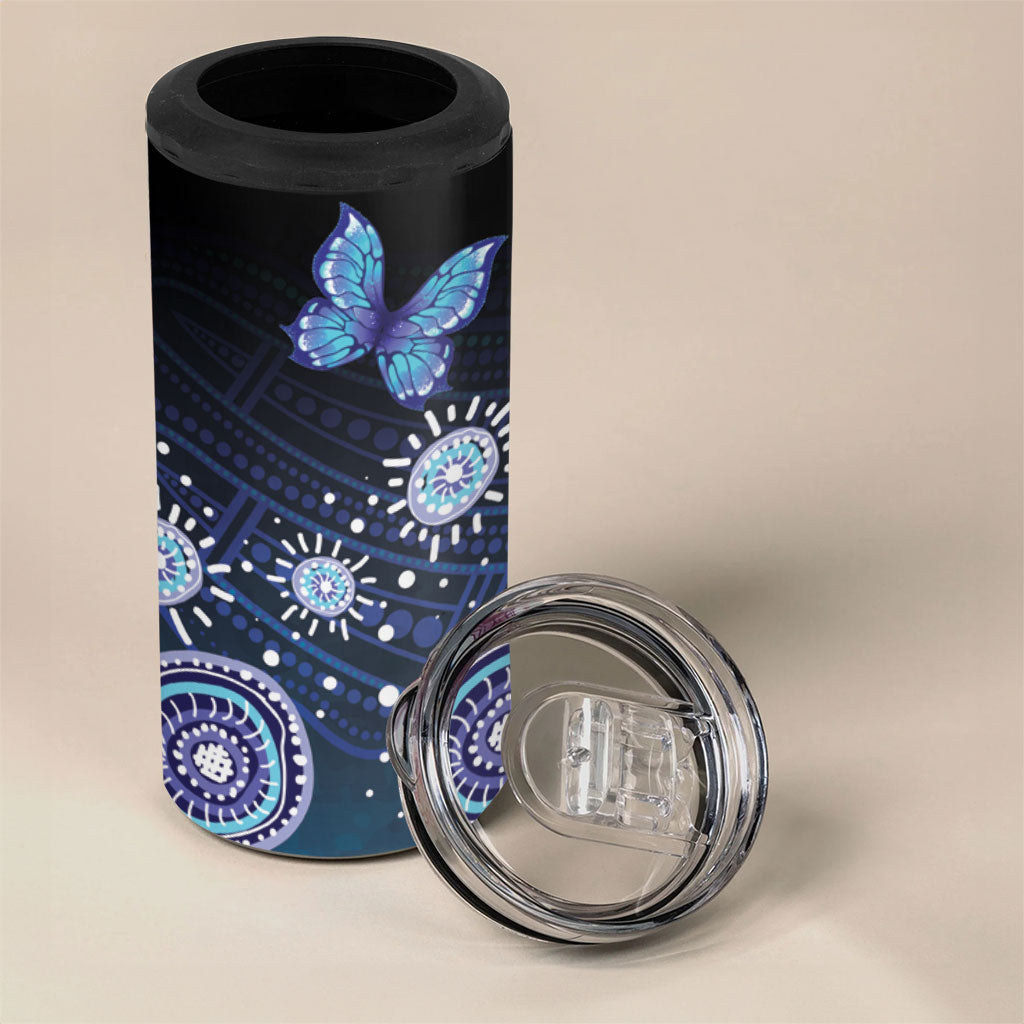 Dreamy Butterfly Collar Australia Purple Teal Hopeful Sky 4 in 1 Can Cooler Tumbler Indigenous Aboriginal Art