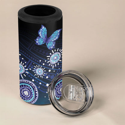 Dreamy Butterfly Collar Australia Purple Teal Hopeful Sky 4 in 1 Can Cooler Tumbler Indigenous Aboriginal Art