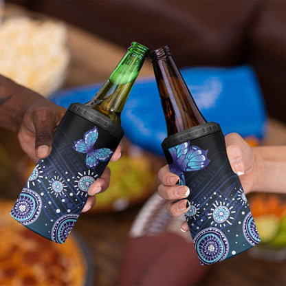 Dreamy Butterfly Collar Australia Purple Teal Hopeful Sky 4 in 1 Can Cooler Tumbler Indigenous Aboriginal Art