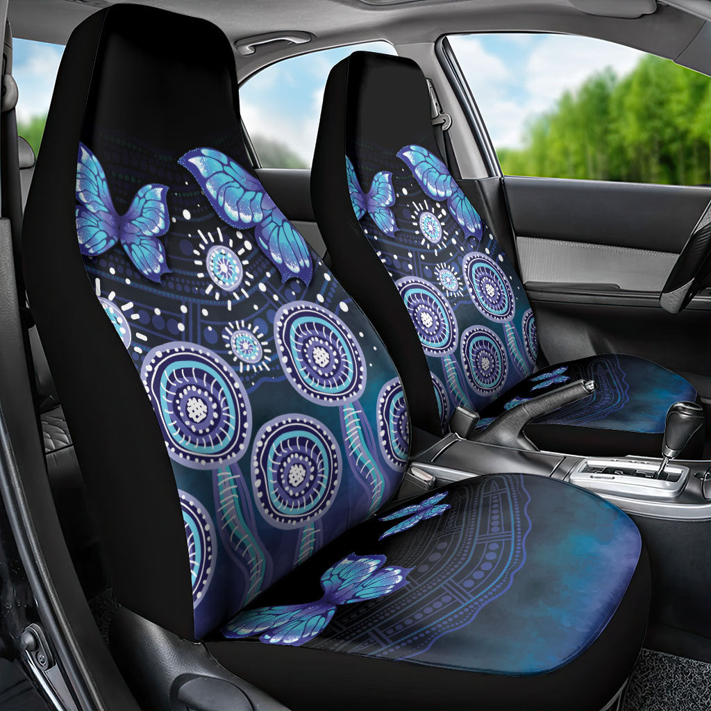 Dreamy Butterfly Collar Australia Purple Teal Hopeful Sky Car Seat Cover Indigenous Aboriginal Art