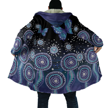 Dreamy Butterfly Collar Australia Purple Teal Hopeful Sky Cloak Indigenous Aboriginal Art
