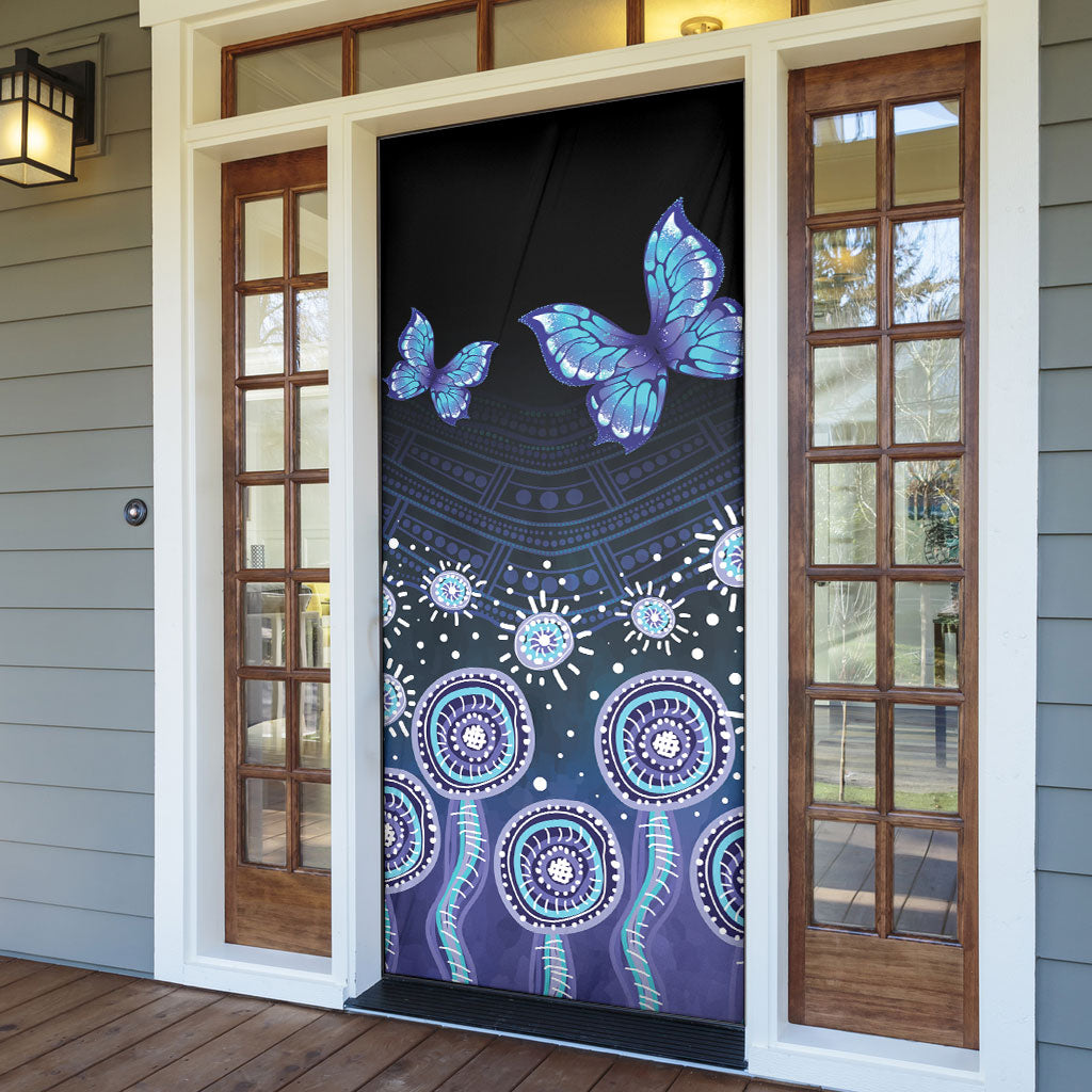 Dreamy Butterfly Collar Australia Purple Teal Hopeful Sky Door Cover Indigenous Aboriginal Art