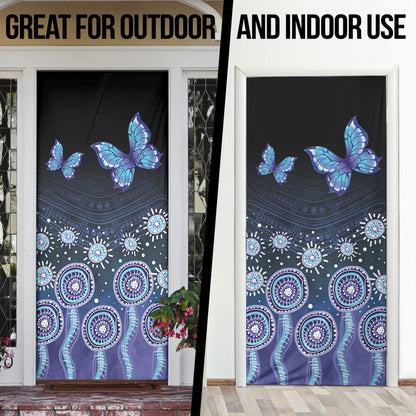 Dreamy Butterfly Collar Australia Purple Teal Hopeful Sky Door Cover Indigenous Aboriginal Art