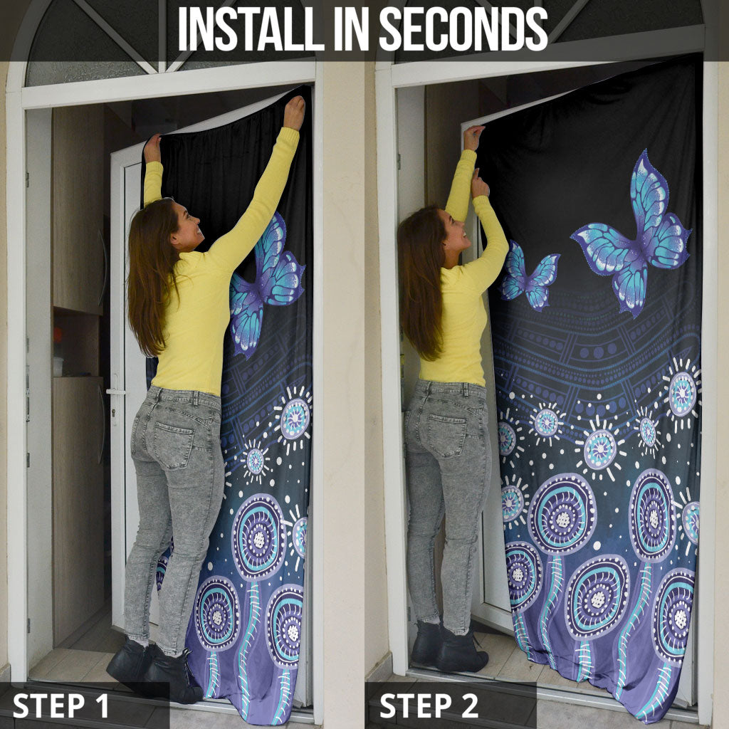 Dreamy Butterfly Collar Australia Purple Teal Hopeful Sky Door Cover Indigenous Aboriginal Art