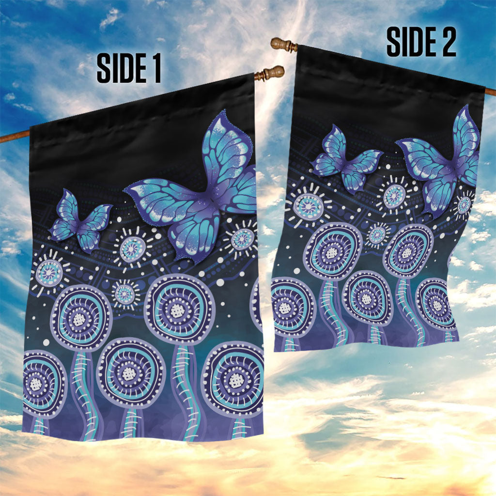 Dreamy Butterfly Collar Australia Purple Teal Hopeful Sky Garden Flag Indigenous Aboriginal Art