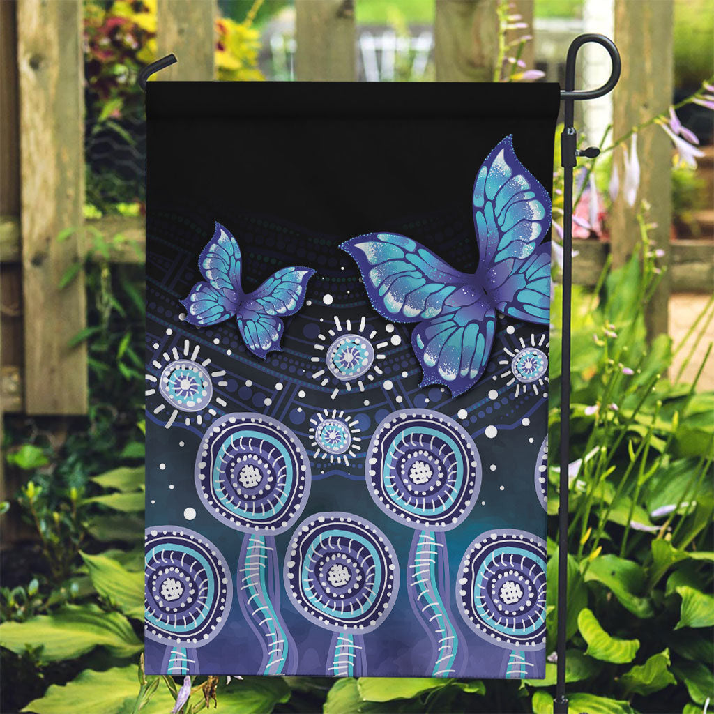Dreamy Butterfly Collar Australia Purple Teal Hopeful Sky Garden Flag Indigenous Aboriginal Art