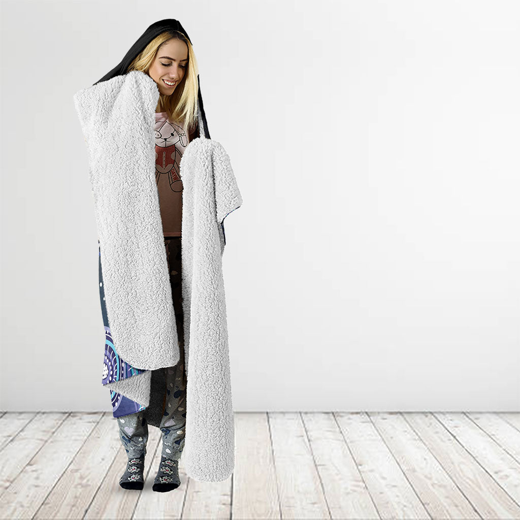 Dreamy Butterfly Collar Australia Purple Teal Hopeful Sky Hooded Blanket Indigenous Aboriginal Art