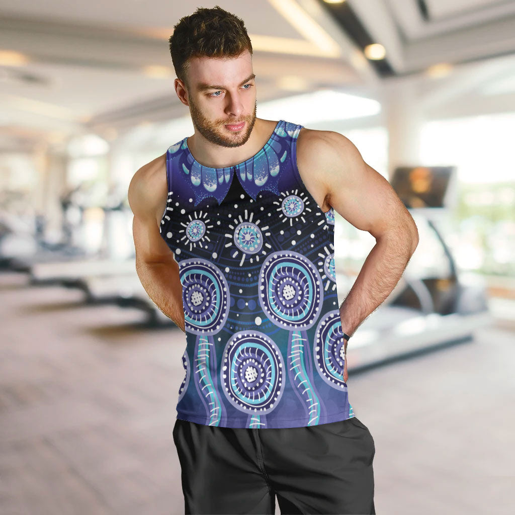 Dreamy Butterfly Collar Australia Purple Teal Hopeful Sky Men Tank Top Indigenous Aboriginal Art