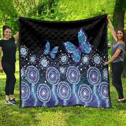 Dreamy Butterfly Collar Australia Purple Teal Hopeful Sky Quilt Indigenous Aboriginal Art