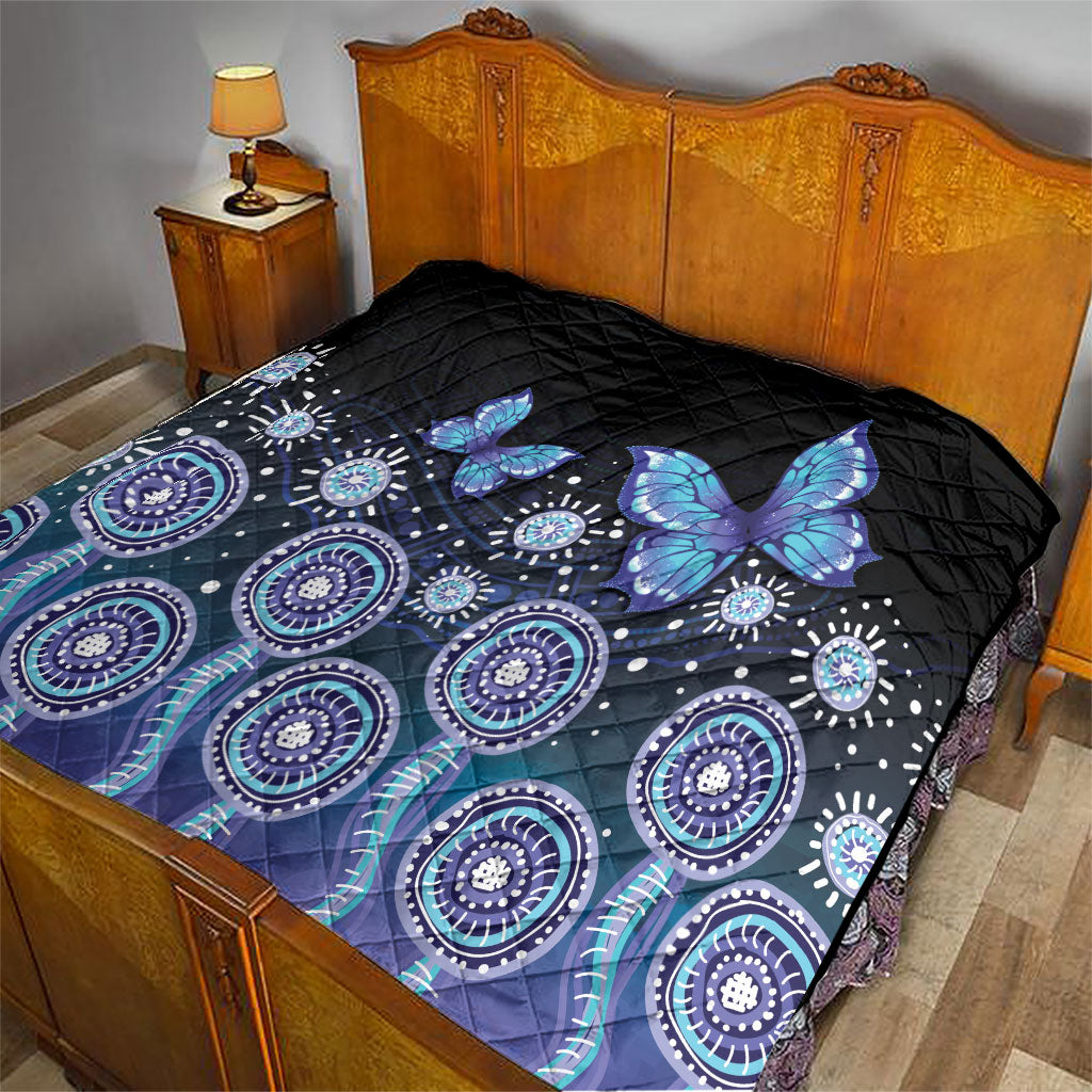 Dreamy Butterfly Collar Australia Purple Teal Hopeful Sky Quilt Indigenous Aboriginal Art