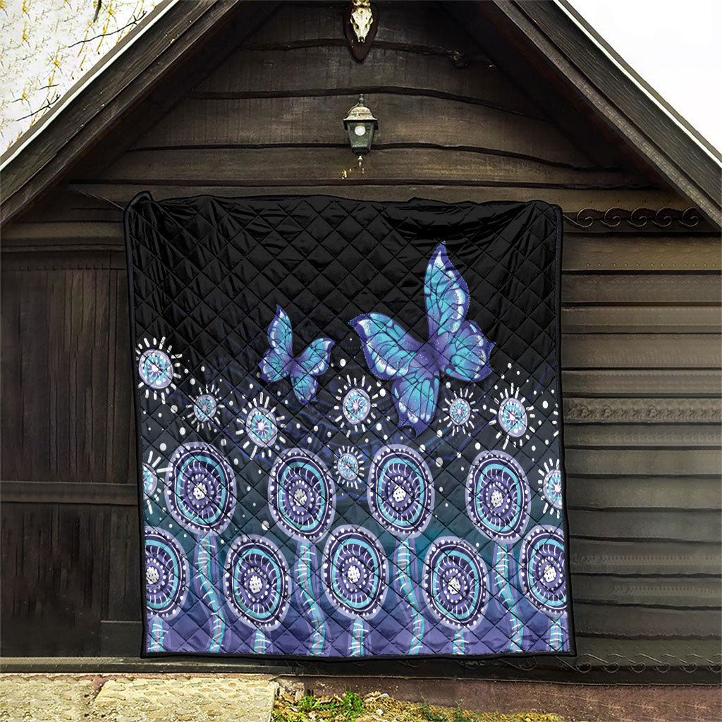 Dreamy Butterfly Collar Australia Purple Teal Hopeful Sky Quilt Indigenous Aboriginal Art