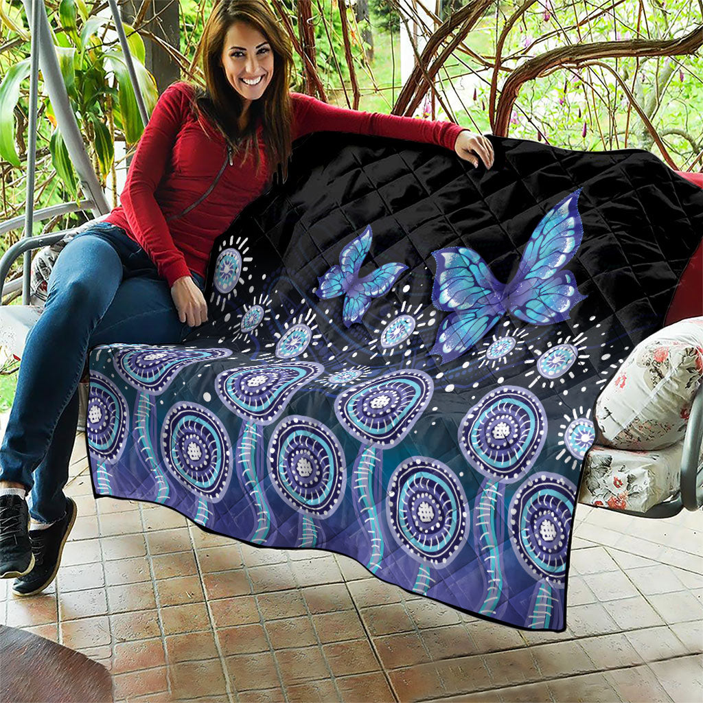 Dreamy Butterfly Collar Australia Purple Teal Hopeful Sky Quilt Indigenous Aboriginal Art