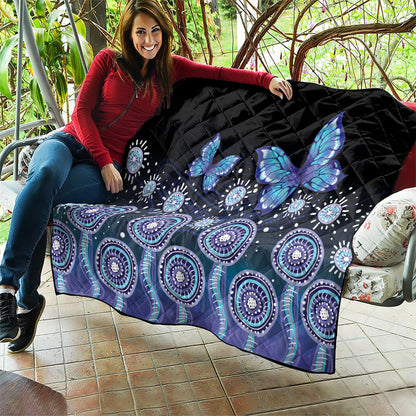 Dreamy Butterfly Collar Australia Purple Teal Hopeful Sky Quilt Indigenous Aboriginal Art
