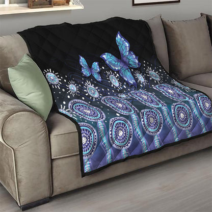 Dreamy Butterfly Collar Australia Purple Teal Hopeful Sky Quilt Indigenous Aboriginal Art