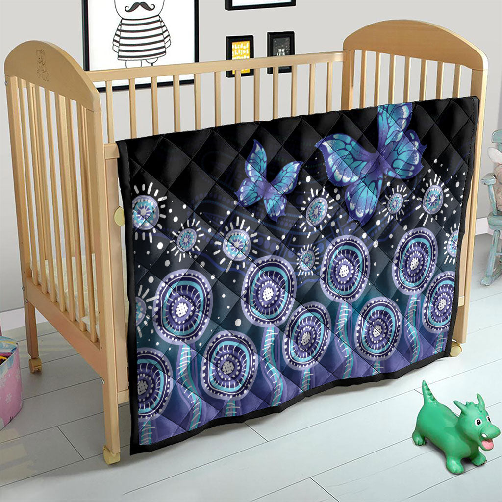 Dreamy Butterfly Collar Australia Purple Teal Hopeful Sky Quilt Indigenous Aboriginal Art