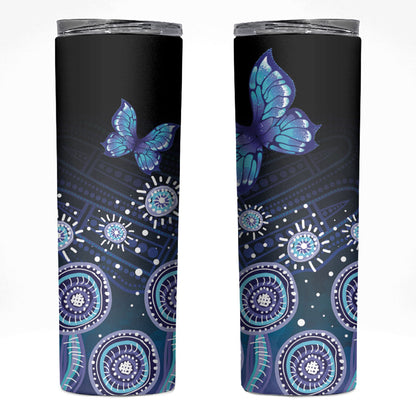 Dreamy Butterfly Collar Australia Purple Teal Hopeful Sky Skinny Tumbler Indigenous Aboriginal Art