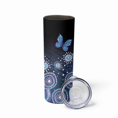 Dreamy Butterfly Collar Australia Purple Teal Hopeful Sky Skinny Tumbler Indigenous Aboriginal Art