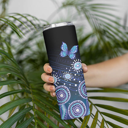 Dreamy Butterfly Collar Australia Purple Teal Hopeful Sky Skinny Tumbler Indigenous Aboriginal Art