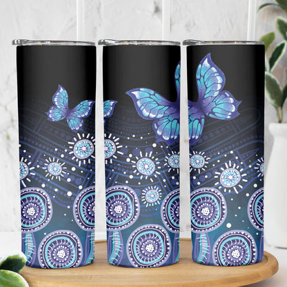 Dreamy Butterfly Collar Australia Purple Teal Hopeful Sky Skinny Tumbler Indigenous Aboriginal Art