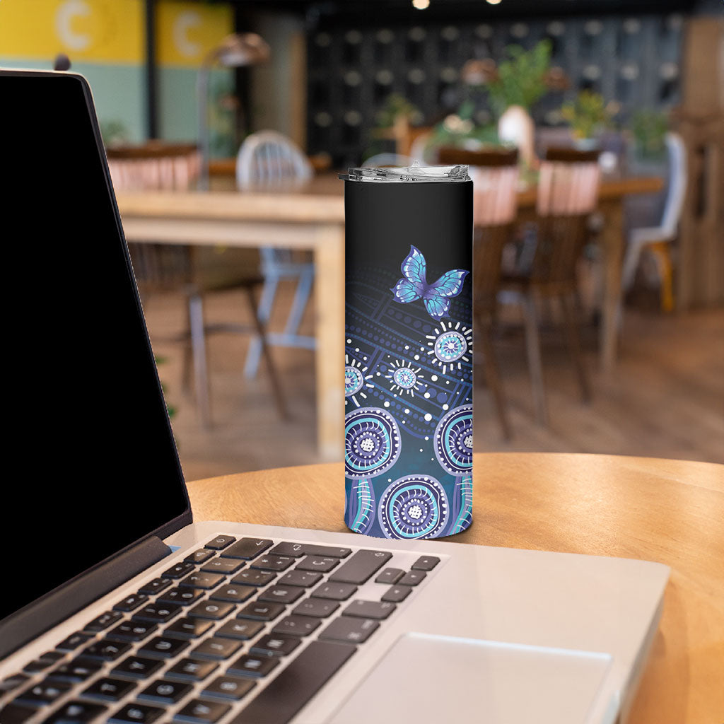 Dreamy Butterfly Collar Australia Purple Teal Hopeful Sky Skinny Tumbler Indigenous Aboriginal Art