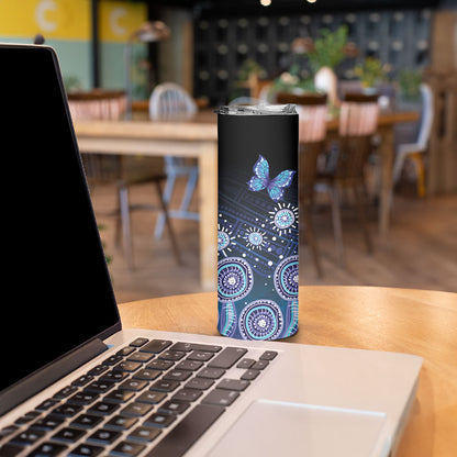 Dreamy Butterfly Collar Australia Purple Teal Hopeful Sky Skinny Tumbler Indigenous Aboriginal Art