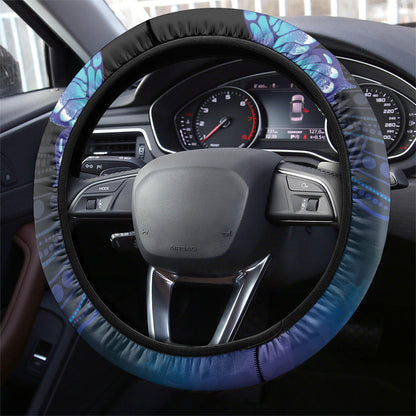 Dreamy Butterfly Collar Australia Purple Teal Hopeful Sky Steering Wheel Cover Indigenous Aboriginal Art
