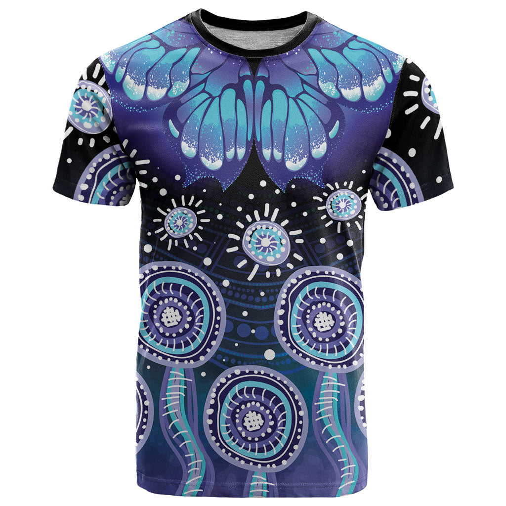 Dreamy Butterfly Collar Australia Purple Teal Hopeful Sky T Shirt Indigenous Aboriginal Art