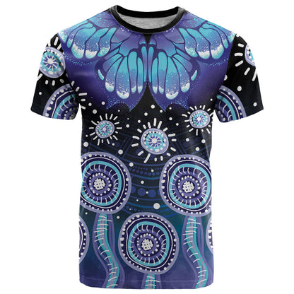 Dreamy Butterfly Collar Australia Purple Teal Hopeful Sky T Shirt Indigenous Aboriginal Art