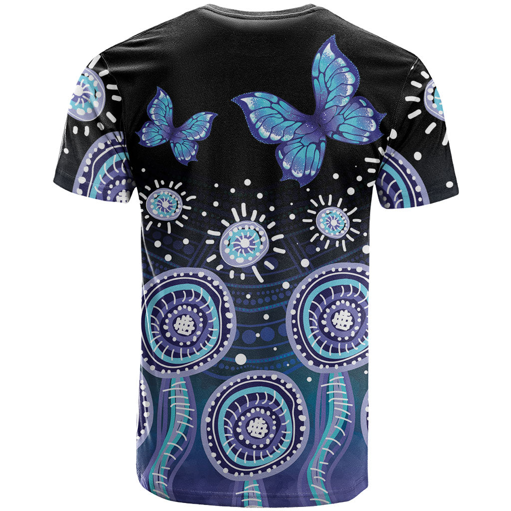 Dreamy Butterfly Collar Australia Purple Teal Hopeful Sky T Shirt Indigenous Aboriginal Art