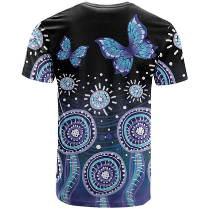 Dreamy Butterfly Collar Australia Purple Teal Hopeful Sky T Shirt Indigenous Aboriginal Art