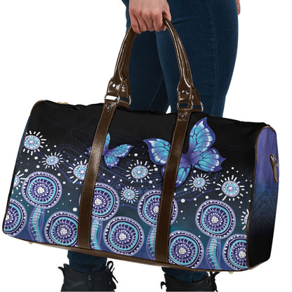 Dreamy Butterfly Collar Australia Purple Teal Hopeful Sky Travel Bag Indigenous Aboriginal Art