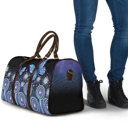 Dreamy Butterfly Collar Australia Purple Teal Hopeful Sky Travel Bag Indigenous Aboriginal Art