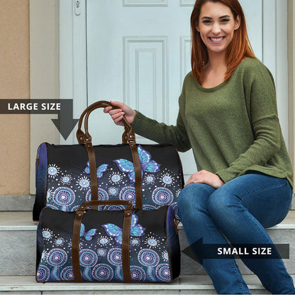 Dreamy Butterfly Collar Australia Purple Teal Hopeful Sky Travel Bag Indigenous Aboriginal Art