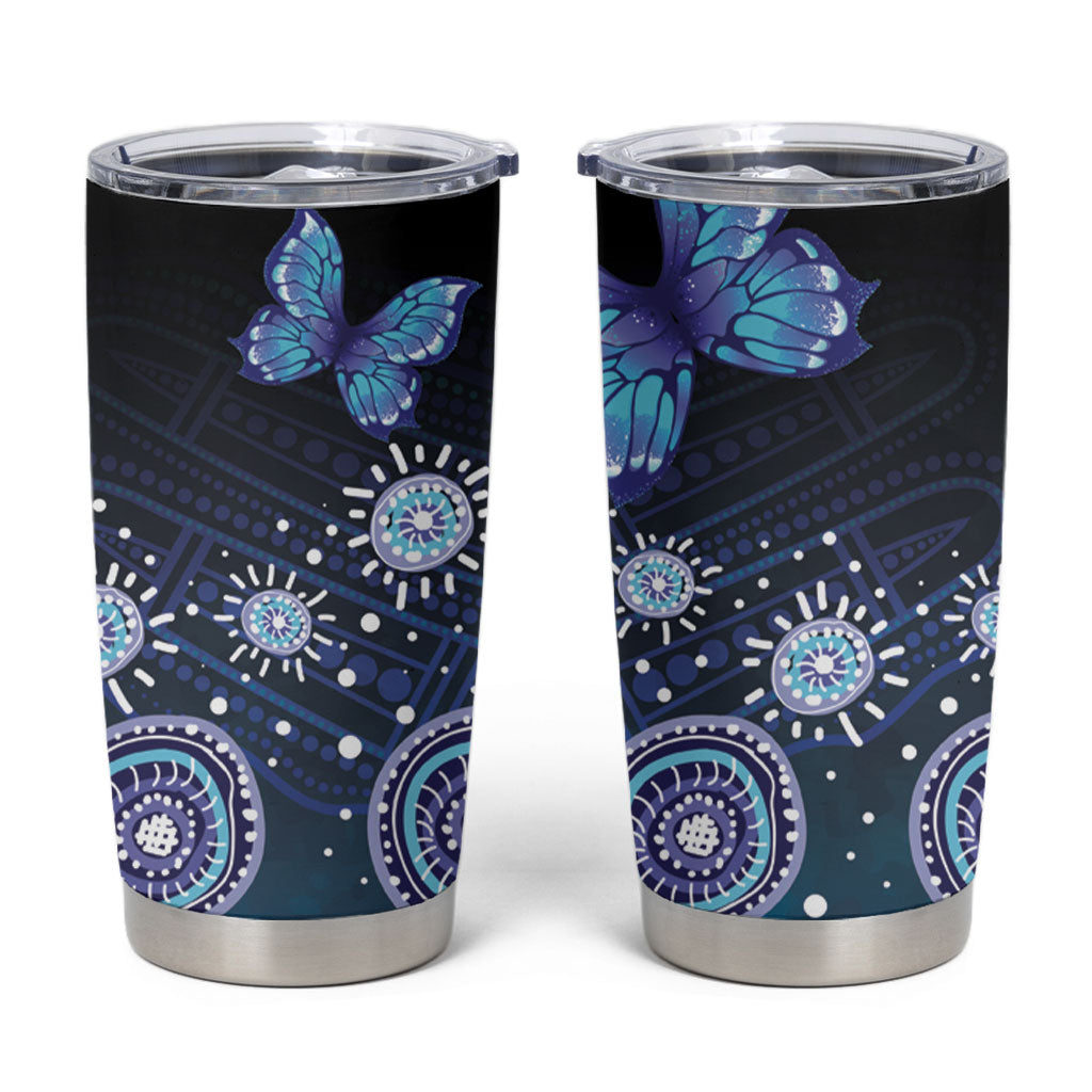Dreamy Butterfly Collar Australia Purple Teal Hopeful Sky Tumbler Cup Indigenous Aboriginal Art