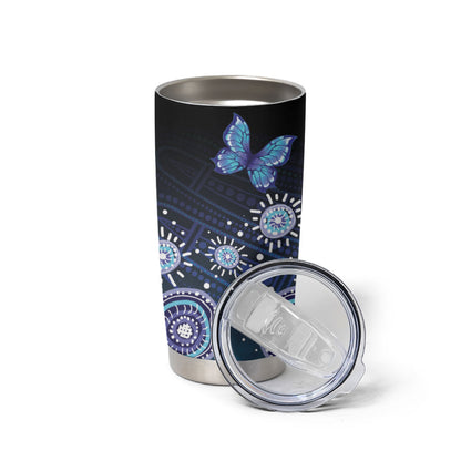 Dreamy Butterfly Collar Australia Purple Teal Hopeful Sky Tumbler Cup Indigenous Aboriginal Art