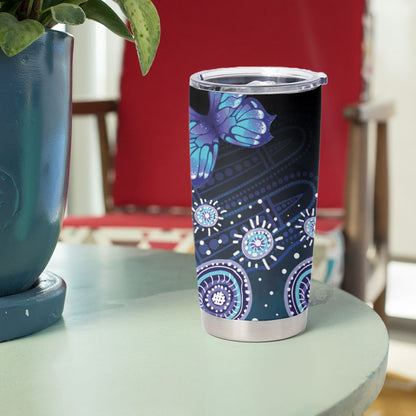Dreamy Butterfly Collar Australia Purple Teal Hopeful Sky Tumbler Cup Indigenous Aboriginal Art