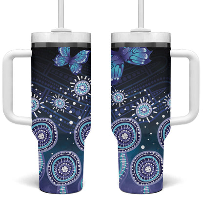 Dreamy Butterfly Collar Australia Purple Teal Hopeful Sky Tumbler With Handle Indigenous Aboriginal Art