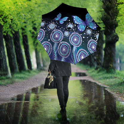 Dreamy Butterfly Collar Australia Purple Teal Hopeful Sky Umbrella Indigenous Aboriginal Art