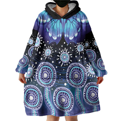 Dreamy Butterfly Collar Australia Purple Teal Hopeful Sky Wearable Blanket Hoodie Indigenous Aboriginal Art