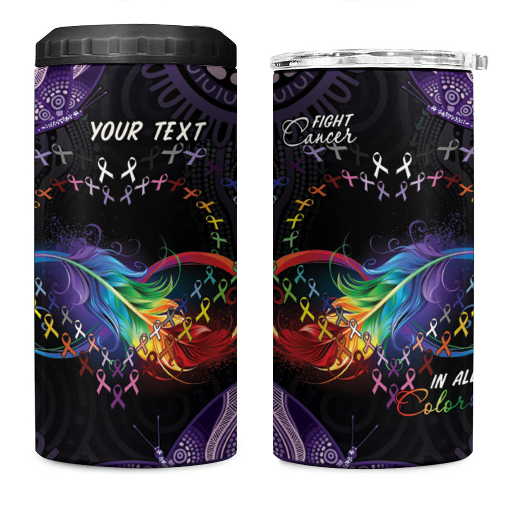 Australia Aboriginal Dot Arts Personalized 4 in 1 Can Cooler Tumbler Fight Cancer In All Colors