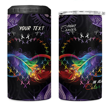 Australia Aboriginal Dot Arts Personalized 4 in 1 Can Cooler Tumbler Fight Cancer In All Colors