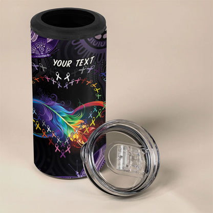 Australia Aboriginal Dot Arts Personalized 4 in 1 Can Cooler Tumbler Fight Cancer In All Colors