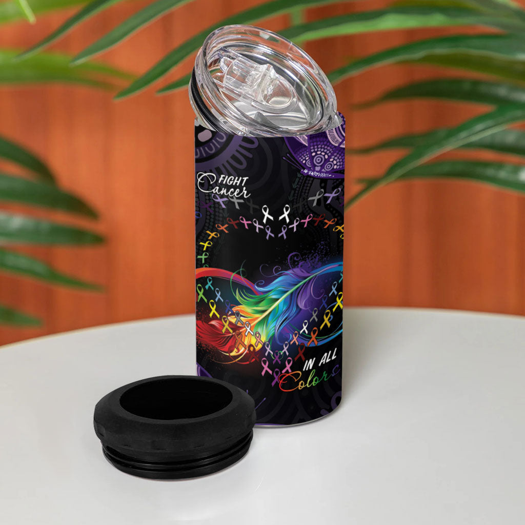 Australia Aboriginal Dot Arts Personalized 4 in 1 Can Cooler Tumbler Fight Cancer In All Colors