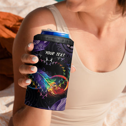 Australia Aboriginal Dot Arts Personalized 4 in 1 Can Cooler Tumbler Fight Cancer In All Colors