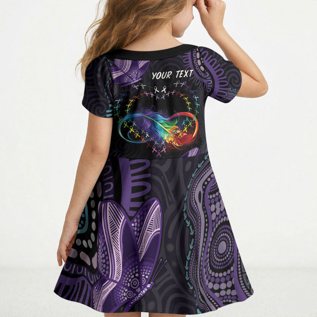 Australia Aboriginal Dot Arts Personalized Kid Short Sleeve Dress Fight Cancer In All Colors