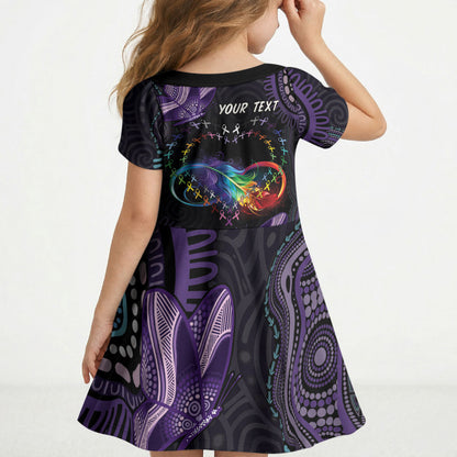 Australia Aboriginal Dot Arts Personalized Kid Short Sleeve Dress Fight Cancer In All Colors
