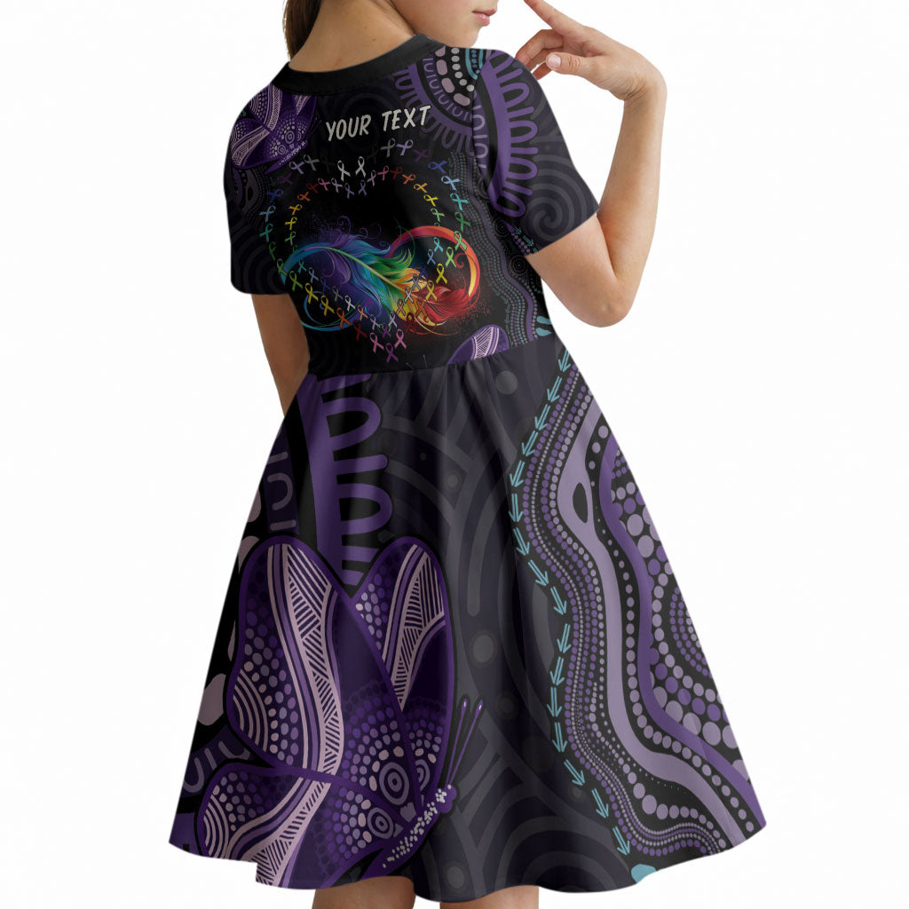 Australia Aboriginal Dot Arts Personalized Kid Short Sleeve Dress Fight Cancer In All Colors